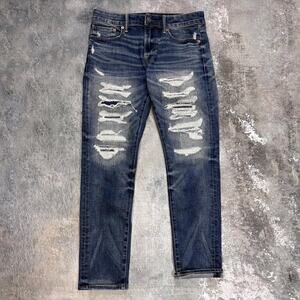 Y2K Boro Overstitched American Eagle Jeans. Distressed Faded. 32 x 30